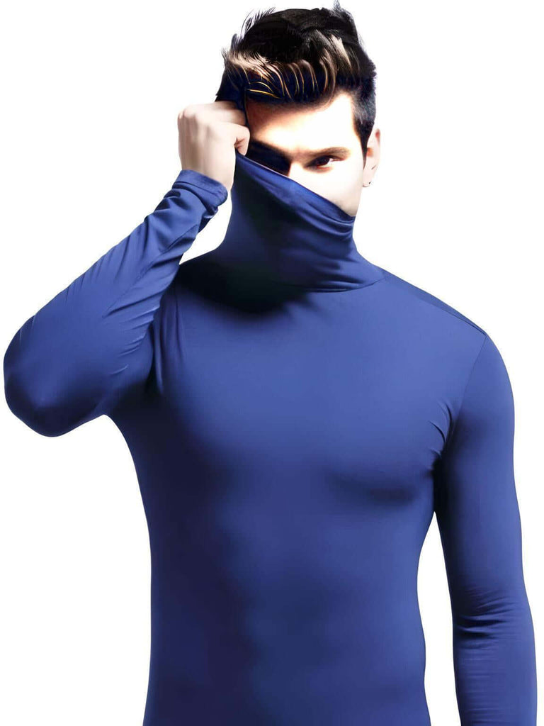 Men's Long Sleeve Blue Turtleneck 