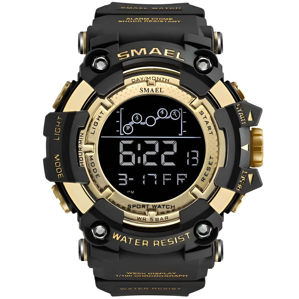 Men's Black and Gold Military Waterproof Sports Watch