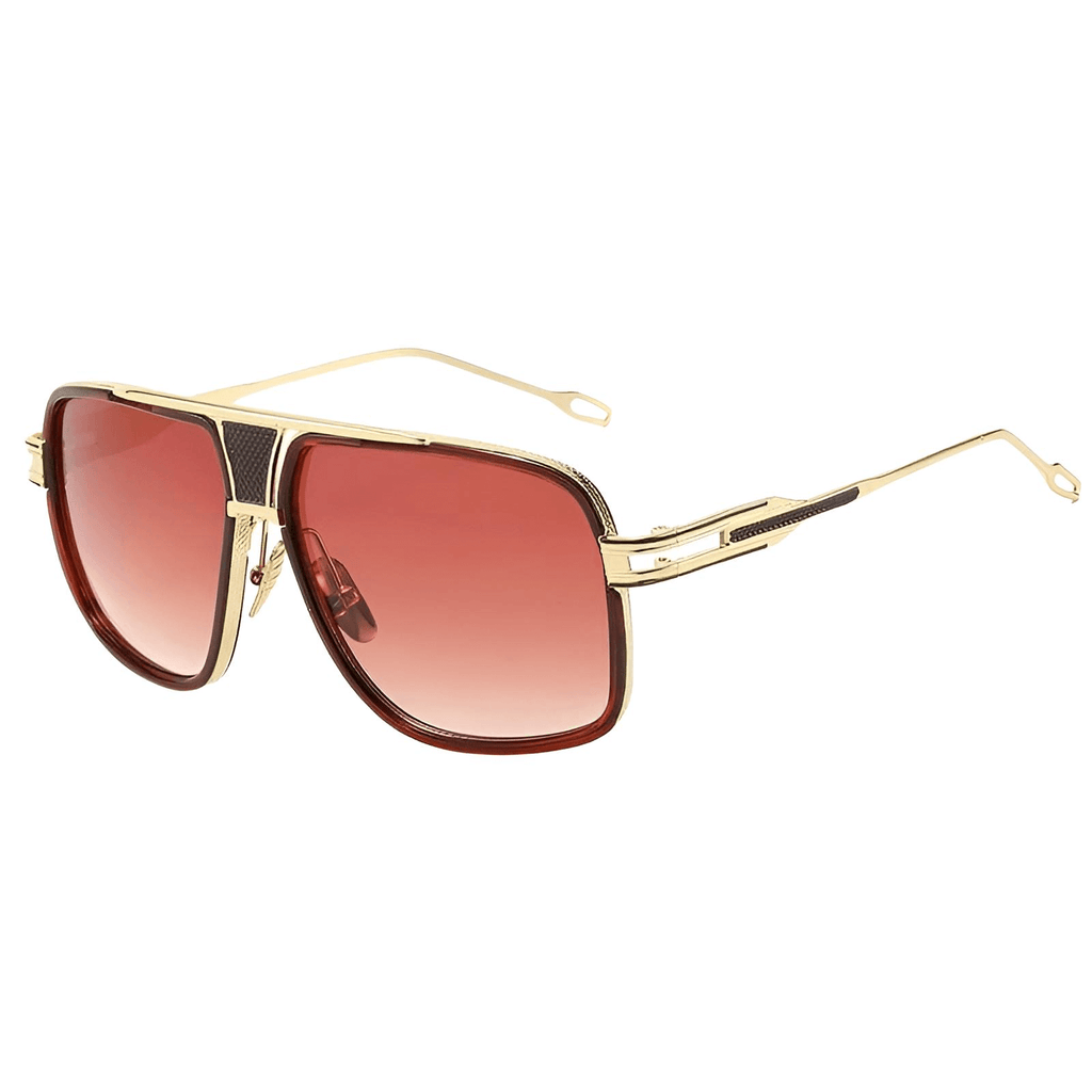 Men's Oversized Square Gold Frame Brown Sunglasses