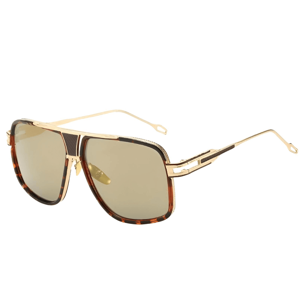 Men's Oversized Square Gold Frame Sunglasses