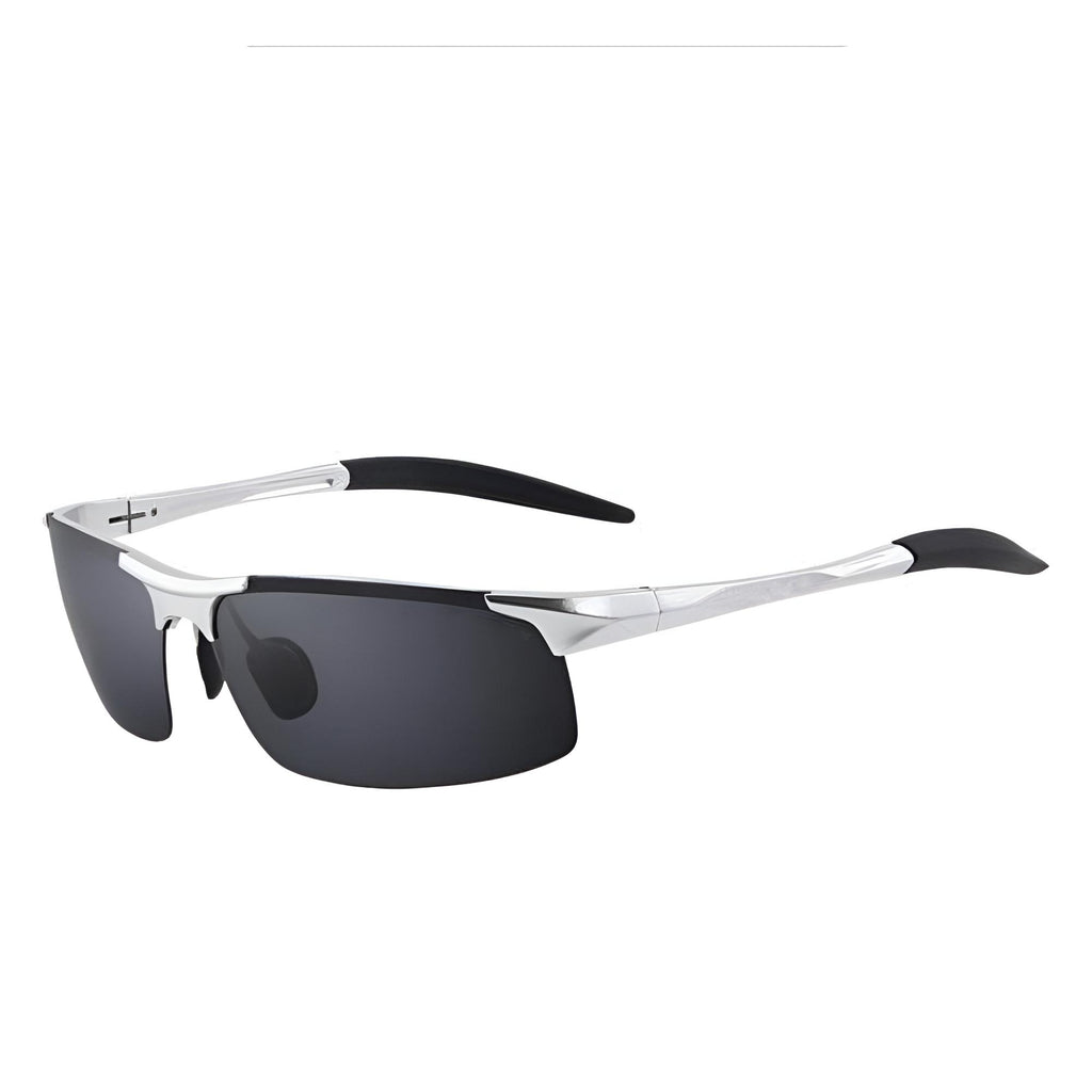 Men's Polarized Black and Silver Aviation Sunglasses