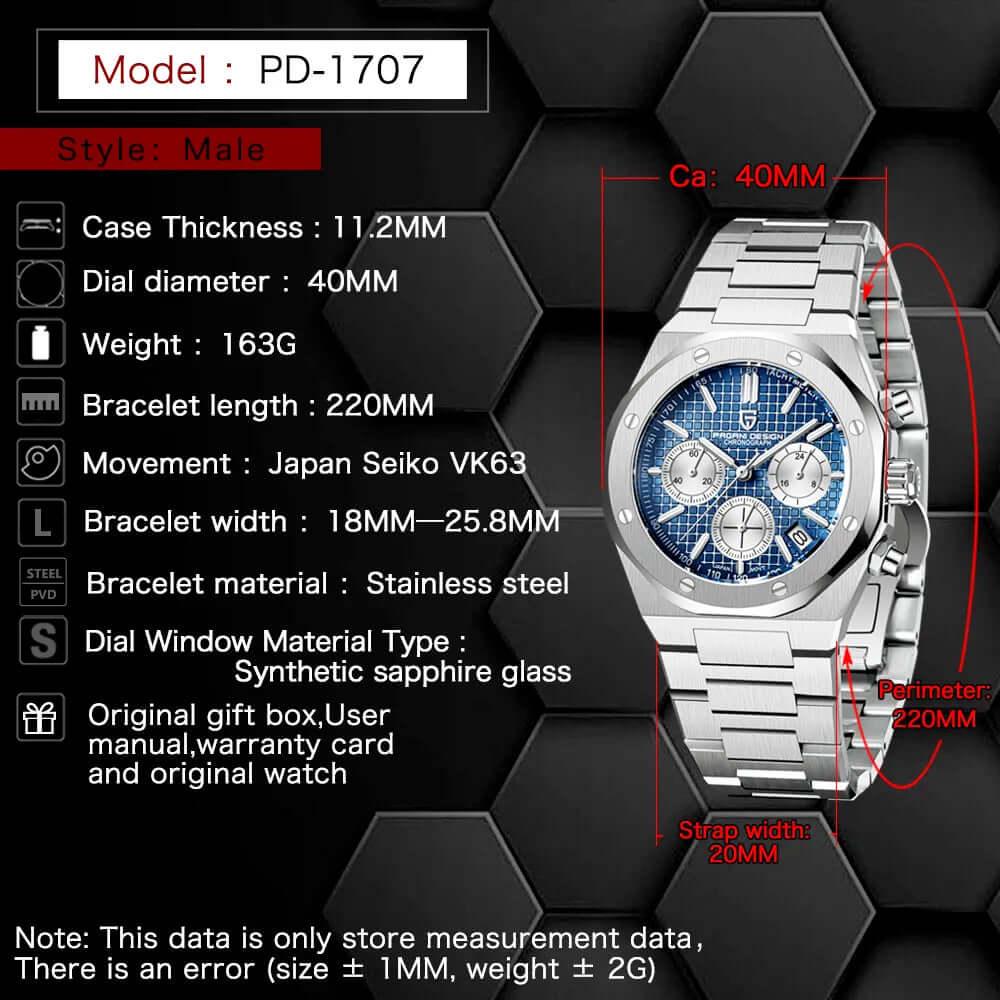 Men's Sapphire Dial Chronograph 200m Waterproof Sports Watch - Ode to Audemars Piguet's Royal Oak -, Watches , Drestiny , Australia, Black, Blue, Canada, New Zealand, Silver, United Kingdom, United States, Watches, White , Drestiny , www.shopdrestiny.com
