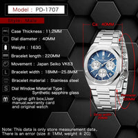 Thumbnail for Men's Sapphire Dial Chronograph 200m Waterproof Sports Watch - Ode to Audemars Piguet's Royal Oak -, Watches , Drestiny , Australia, Black, Blue, Canada, New Zealand, Silver, United Kingdom, United States, Watches, White , Drestiny , www.shopdrestiny.com