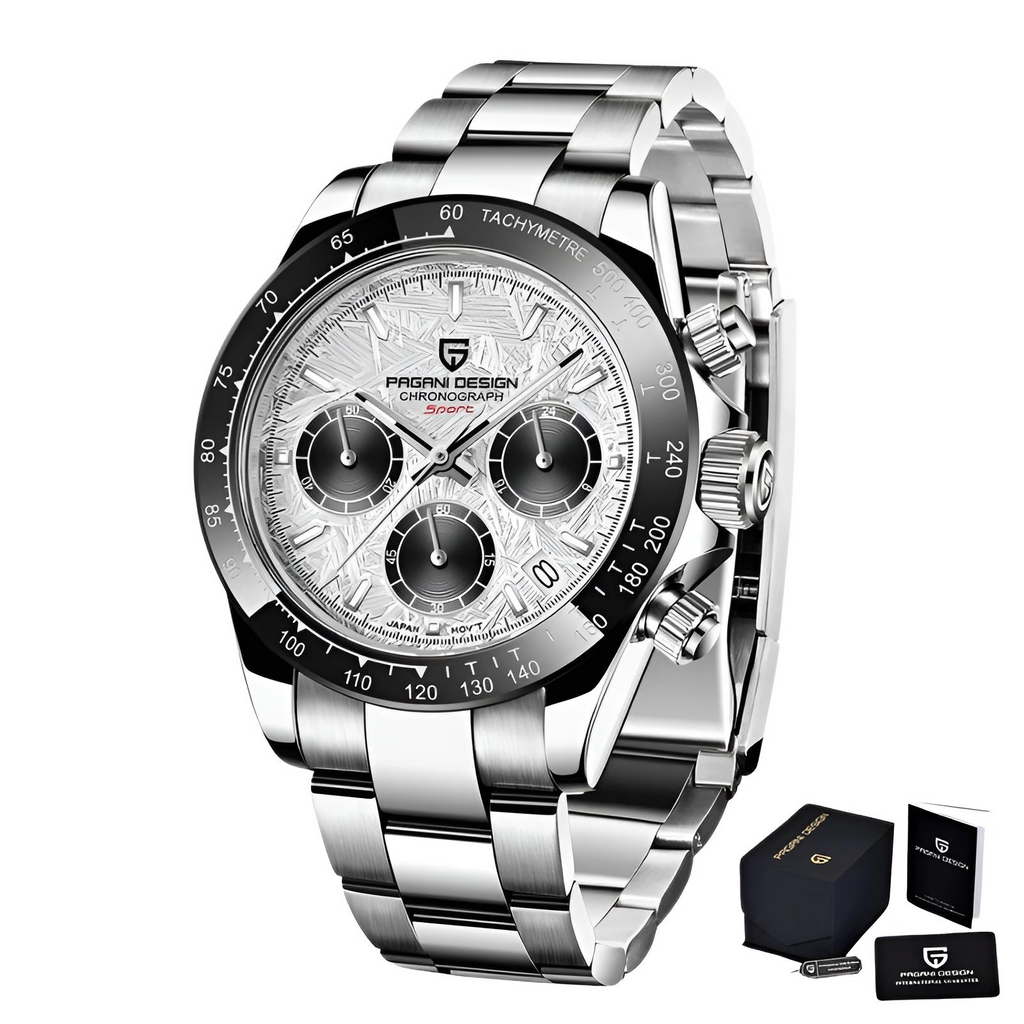 Discover the ultimate in luxury with the Men's Sapphire Stainless Steel Luxury PAGANI Watch, a stunning alternative to the iconic Rolex Daytona! Enjoy the perks of free shipping and tax coverage when you shop at Drestiny. As seen on FOX, NBC, and CBS. Hur