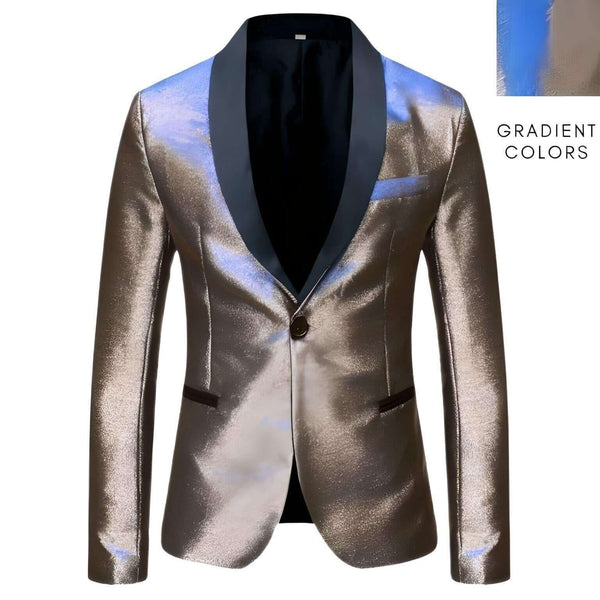 Men's Shiny Gold One Button Gradient Blazers