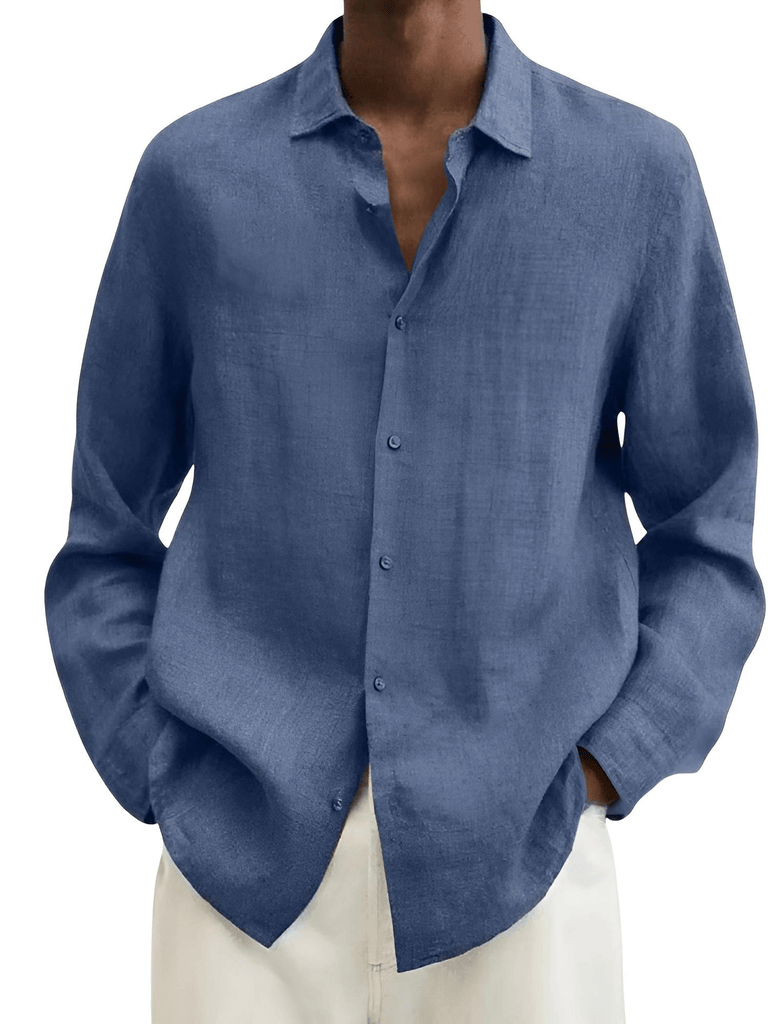 Discover the perfect Men's Blue Casual Long Sleeve Linen Style Shirts at Drestiny. Enjoy free shipping, tax covered, and savings up to 50% off.