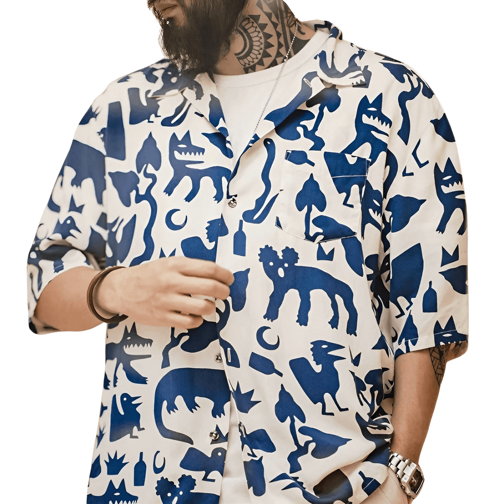 Get ready to turn heads with this vibrant Men's Short Sleeve Button Down Cuban Collar Graffiti Beach Shirt. Shop now at Drestiny and enjoy free shipping, plus we'll cover the tax! Save up to 50% off!