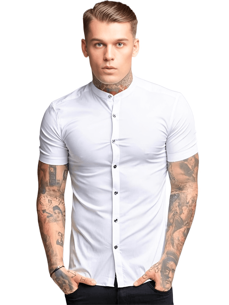 Men's White Short Sleeve Fitted Shirt