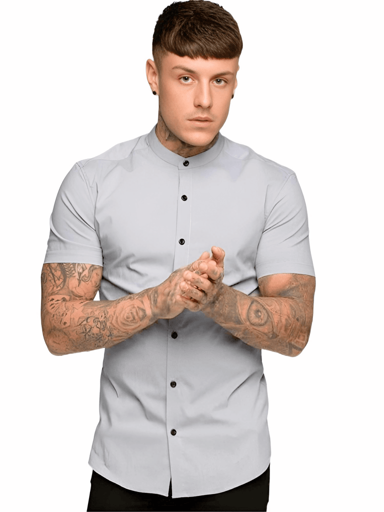Men's Grey Short Sleeve Fitted Shirt