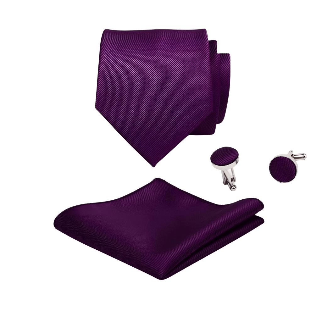 Men's Purple Silk Tie & Pocket Square - Complete your sophisticated look with this luxurious set. Includes matching cufflinks. Shop now and enjoy free shipping. Limited time offer, save up to 50%!