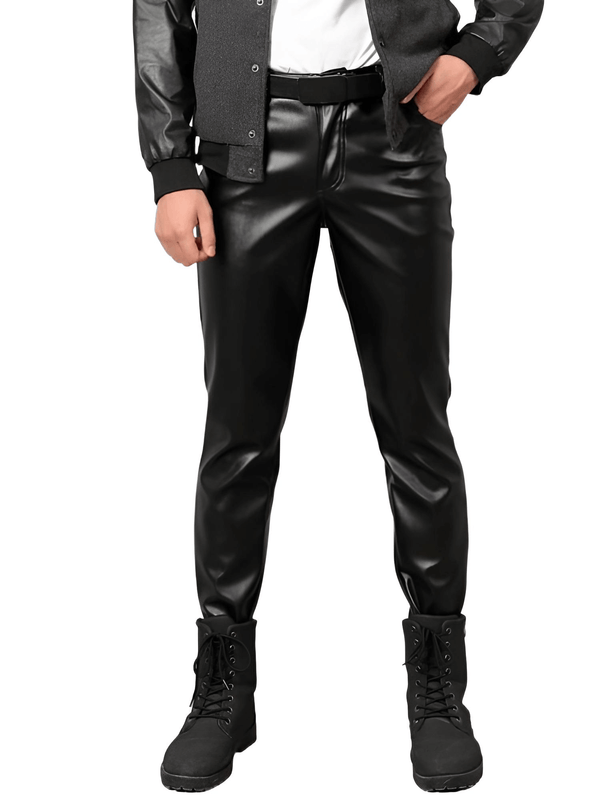 Elevate your style with the Men's Slim Fit Leather Pants from Drestiny. Enjoy free shipping, tax covered, and up to 50% off for a limited time!