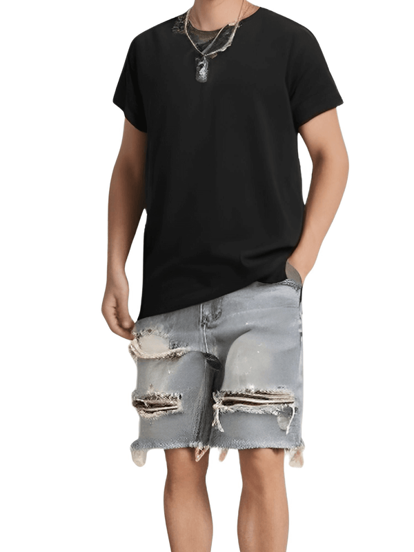 Shop Drestiny for Men's Summer Distressed Denim Shorts! Stylish button fly, multi-pocket design. Get free shipping and save up to 50% off!