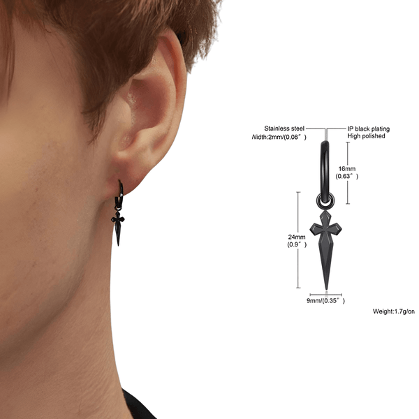 Complete your outfit with these men's sword cross dangle earrings made of stainless steel and on trend. Shop at Drestiny for up to 50% off, plus free shipping!