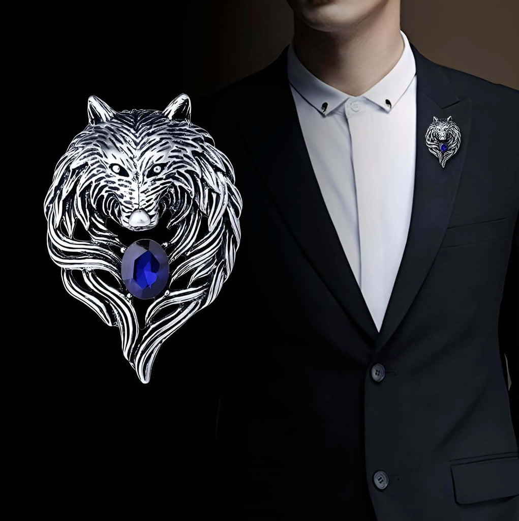 Men's vintage silver wolf pin with rhinestones. Shop Drestiny for free shipping and tax covered. Save up to 50% off.