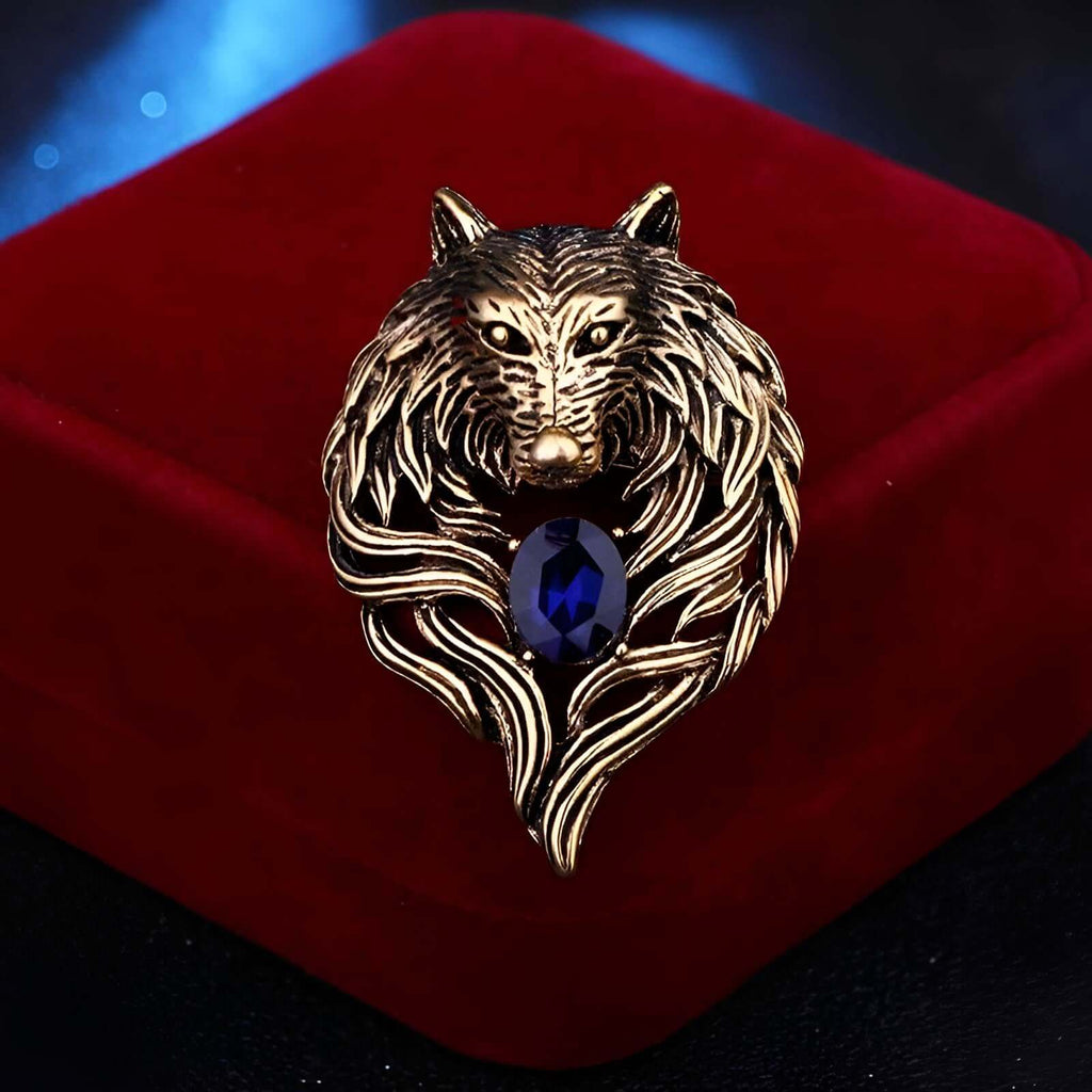 Men's vintage gold wolf pin with rhinestones. Shop Drestiny for free shipping and tax covered. Save up to 50% off.