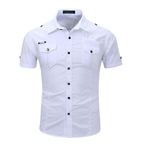 Stylish men's short sleeve cargo shirt on sale at Drestiny. Enjoy free shipping and let us cover the tax! Save up to 50% now.