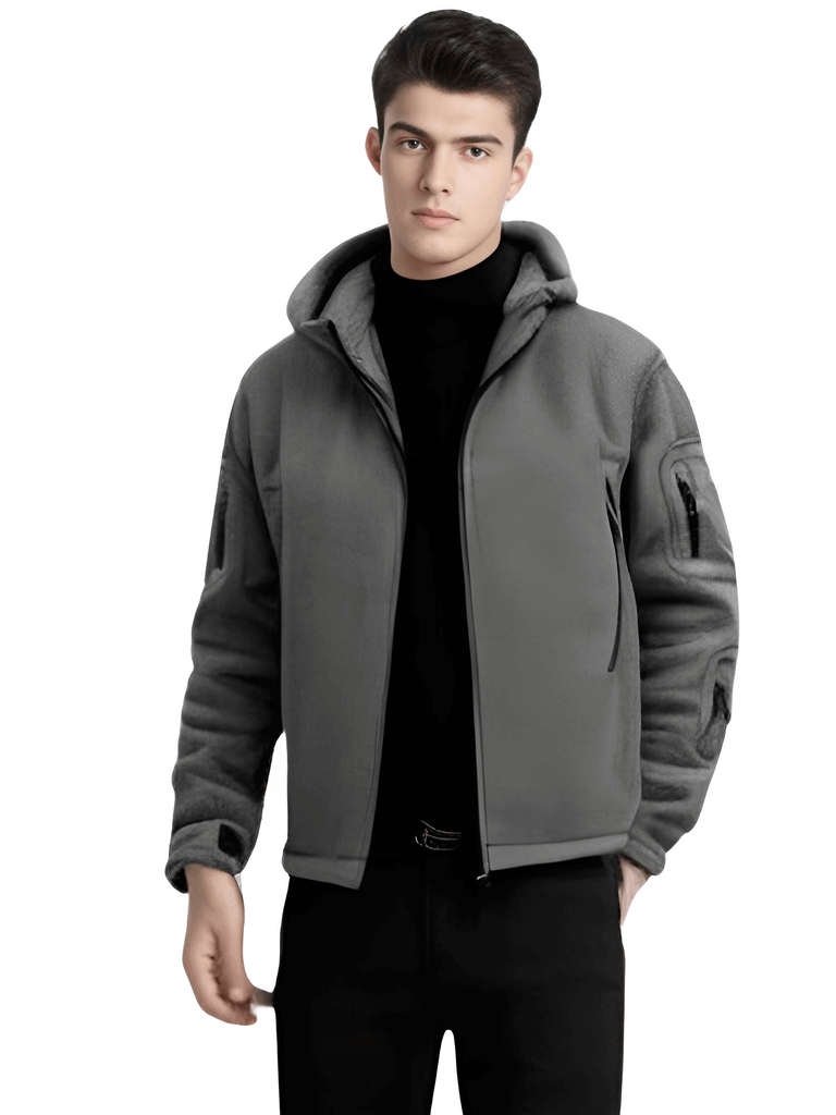Stay warm this winter with the Men's Gray Fleece Jacket! Shop at Drestiny and enjoy free shipping. We'll even cover the tax! Seen on FOX, NBC, CBS. Save up to 50% for a limited time!