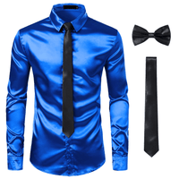 Thumbnail for Men's 3Pcs Silk Dress Shirt + Ties -, Dress Shirts , Drestiny , Australia, Canada, Dress Shirts, FR, L, Long Sleeves, M, New Zealand, S, Sets, United Kingdom, United States, XL, XXL , Drestiny , www.shopdrestiny.com