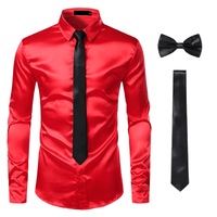 Thumbnail for Men's 3Pcs Silk Dress Shirt + Ties -, Dress Shirts , Drestiny , Australia, Canada, Dress Shirts, FR, L, Long Sleeves, M, New Zealand, S, Sets, United Kingdom, United States, XL, XXL , Drestiny , www.shopdrestiny.com