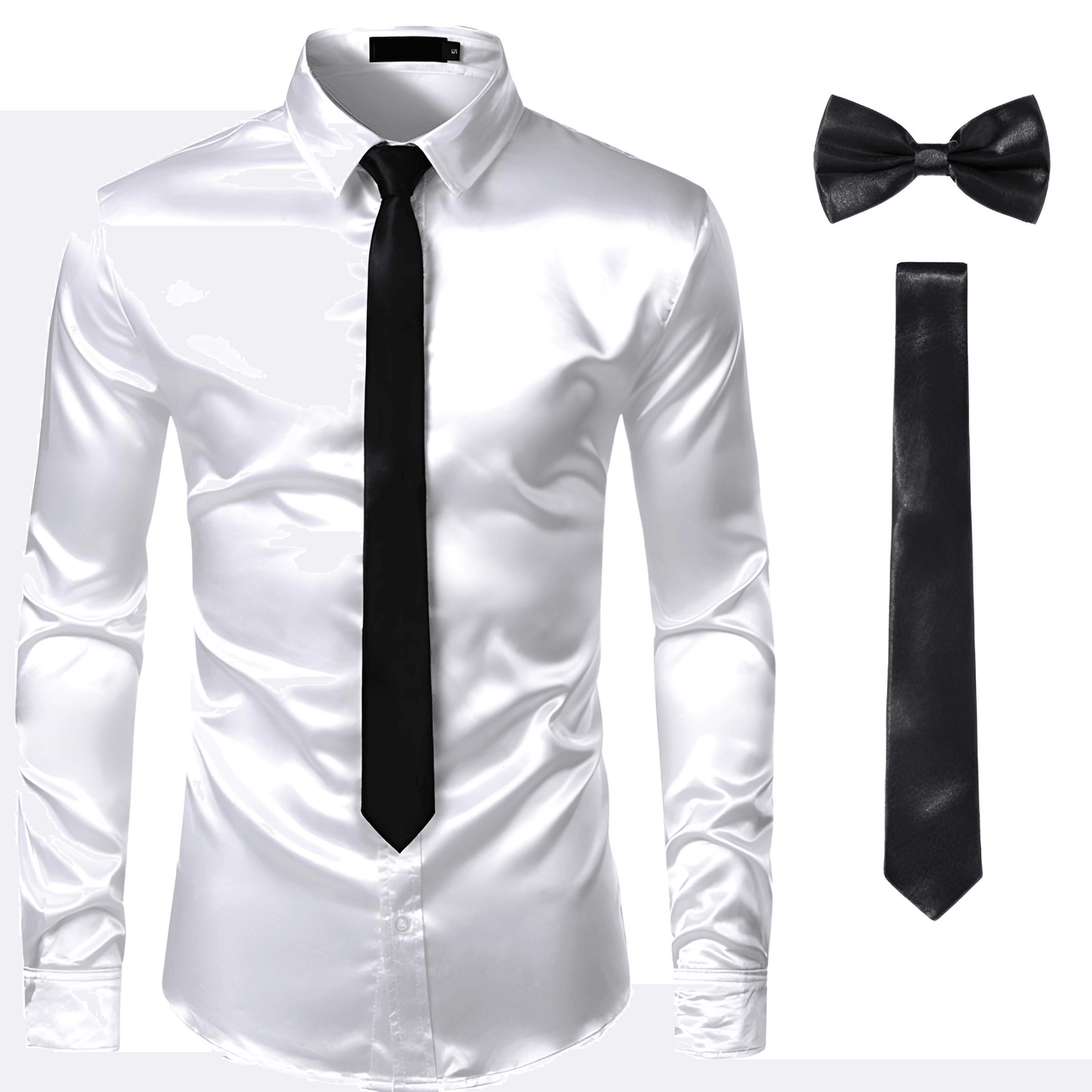 Men's 3Pcs Silk Dress Shirt + Ties -, Dress Shirts , Drestiny , Australia, Canada, Dress Shirts, FR, L, Long Sleeves, M, New Zealand, S, Sets, United Kingdom, United States, XL, XXL , Drestiny , www.shopdrestiny.com