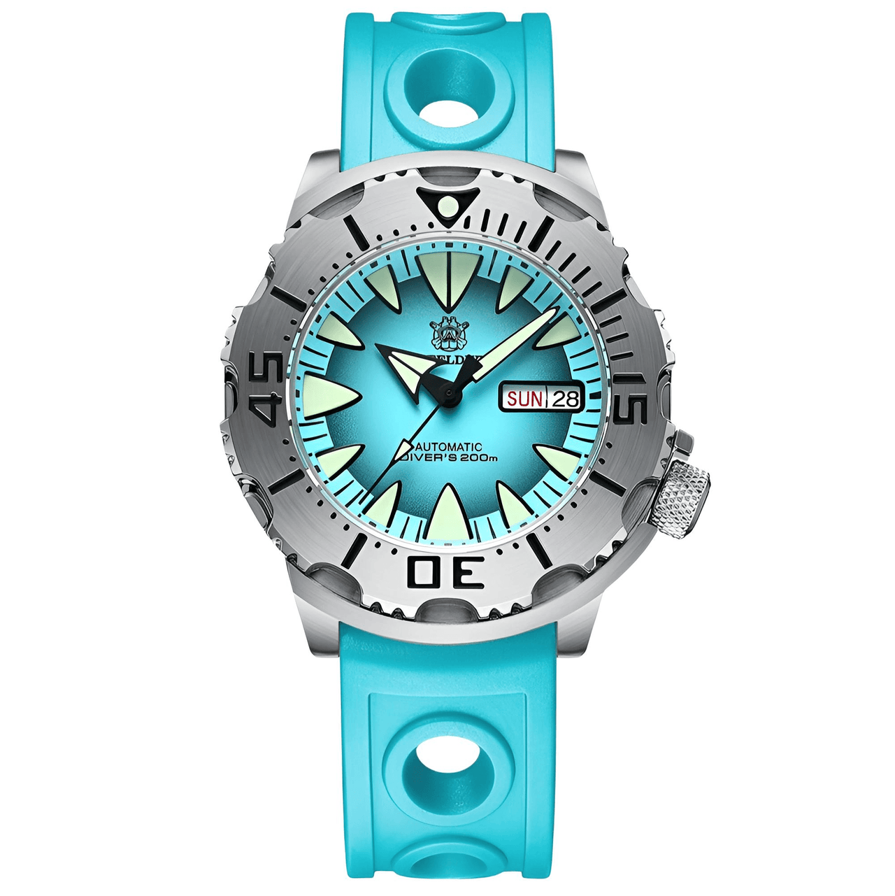 Men's 42.2MM M-onster Watch 200M Waterproof NH36 Day Function Sapphire Glass Automatic Movement Steel Bezel