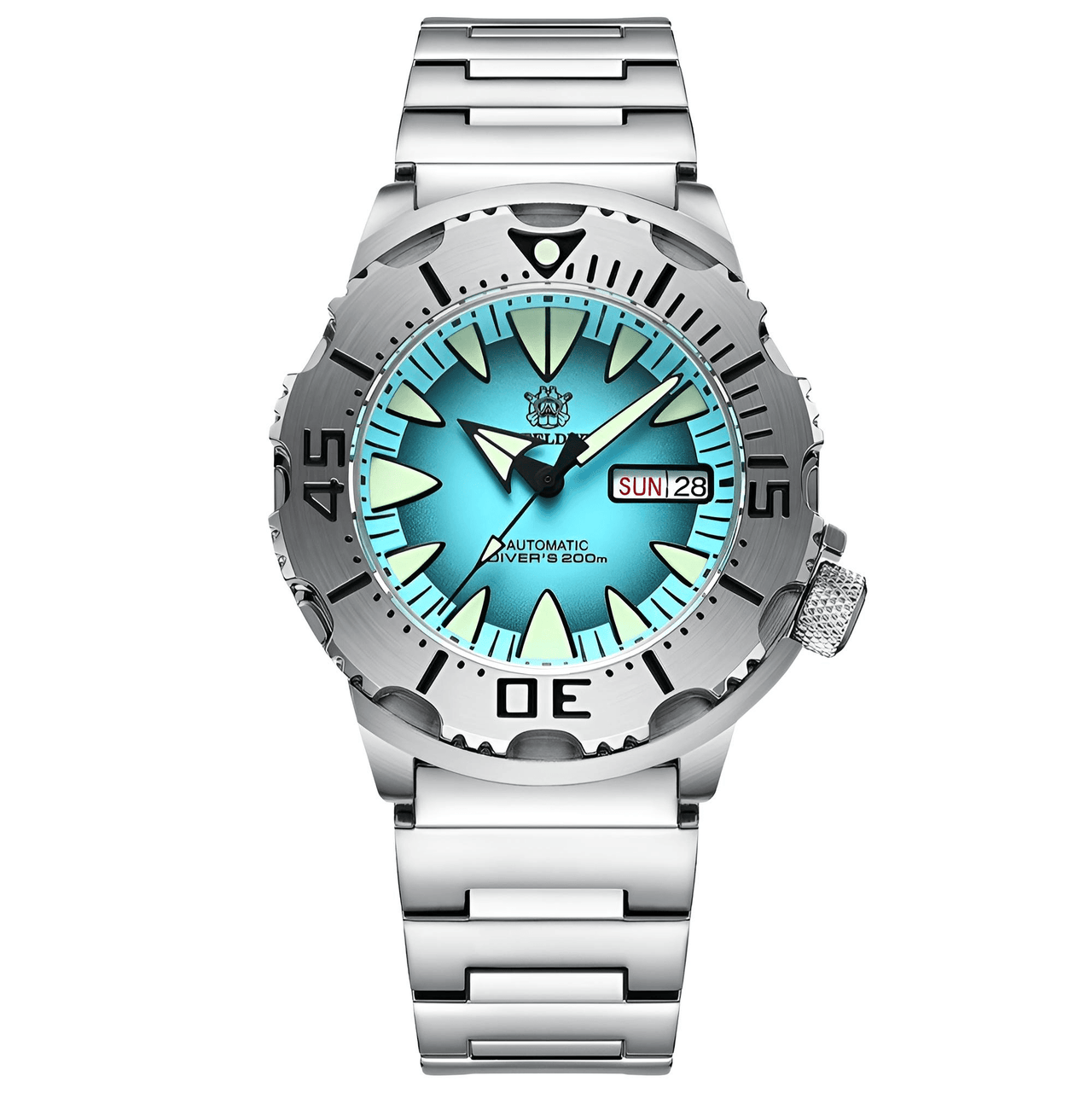 Men's 42.2MM M-onster Watch 200M Waterproof NH36 Day Function Sapphire Glass Automatic Movement Steel Bezel