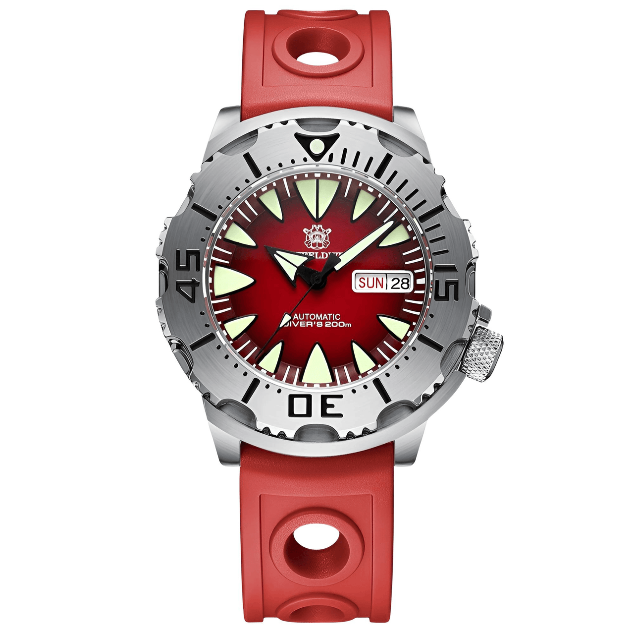 Men's 42.2MM M-onster Watch 200M Waterproof NH36 Day Function Sapphire Glass Automatic Movement Steel Bezel