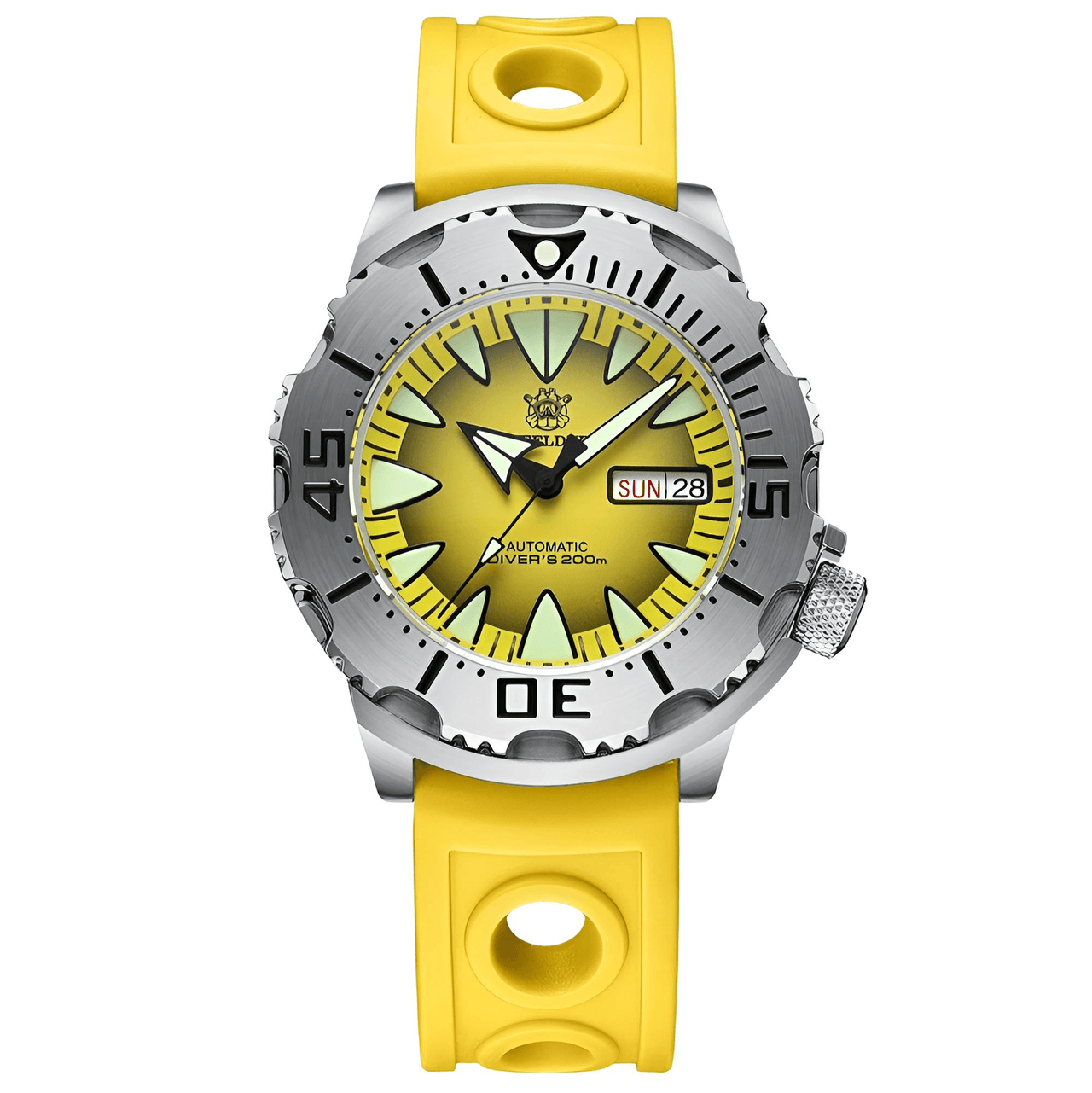 Men's 42.2MM M-onster Watch 200M Waterproof NH36 Day Function Sapphire Glass Automatic Movement Steel Bezel
