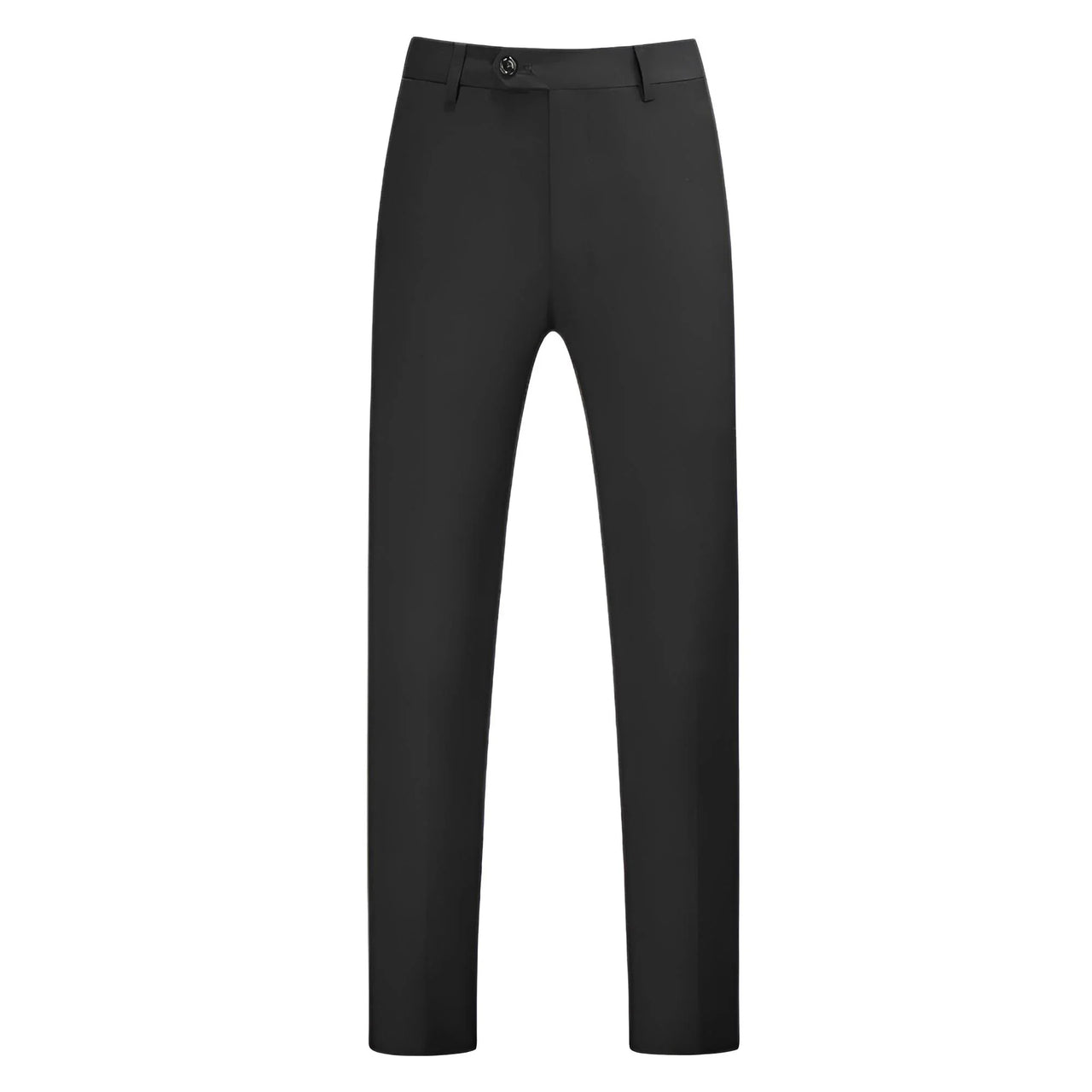 Men's black business casual pants on a white background
