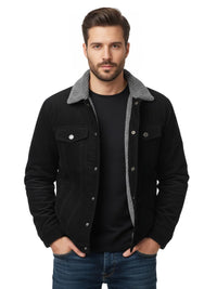 Thumbnail for Men's Corduroy Jacket Vintage Sherpa Fleece Lined Thick Warm Winter Coats Multi-Pockets Casual Denim Jacket