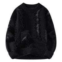 Thumbnail for Black distressed sweater on a white background