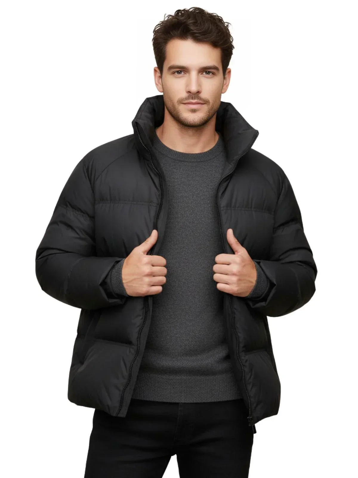 Men's Down Puffer Jacket Short Coat Three-Proof Thermal Puffer Coat Top Trendy Down Jacket