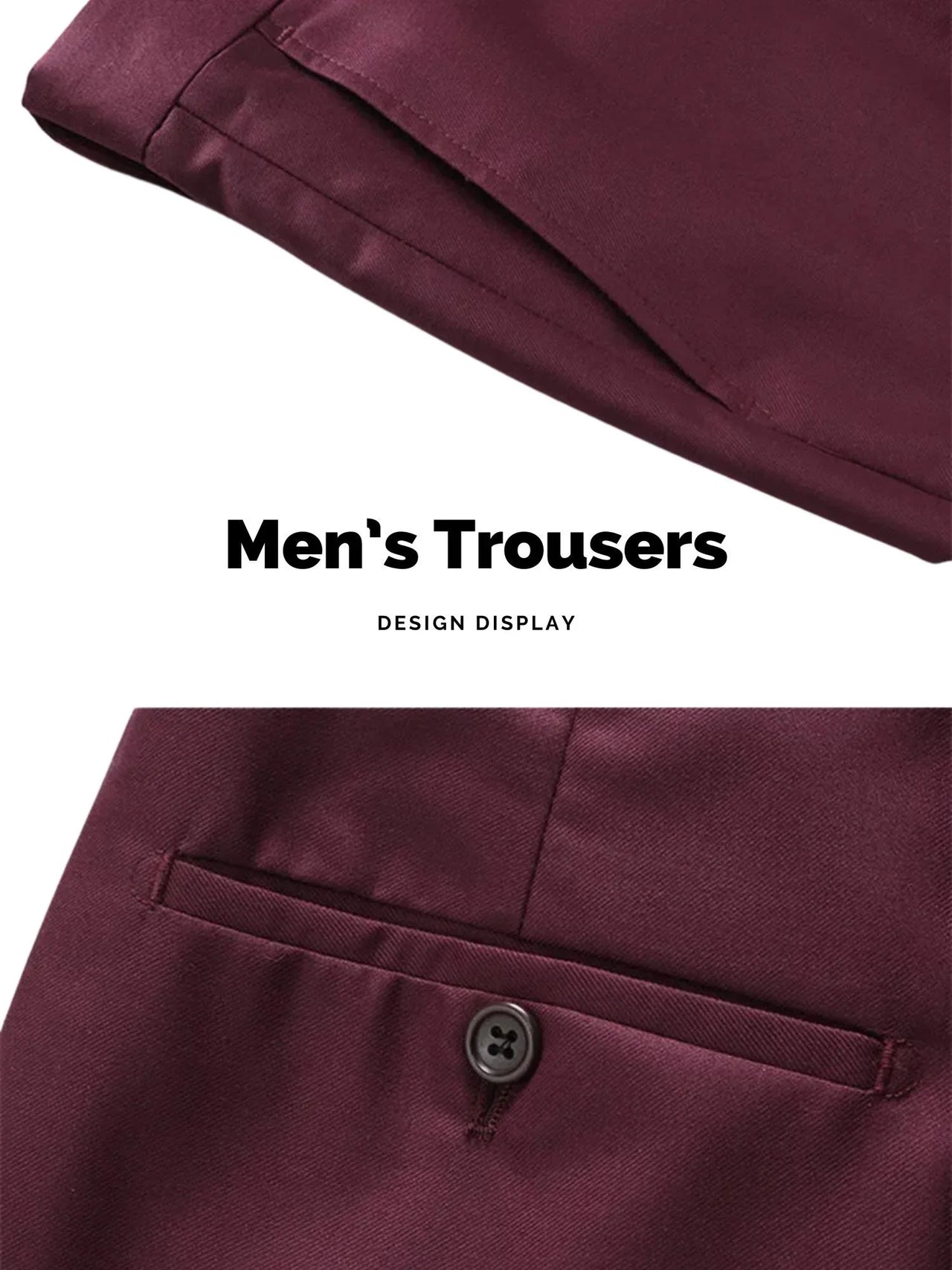 Men's burgundy pants on a white background