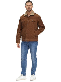 Thumbnail for Men's Corduroy Jacket Vintage Sherpa Fleece Lined Thick Warm Winter Coats Multi-Pockets Casual Denim Jacket