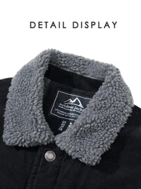 Thumbnail for Men's Corduroy Jacket Vintage Sherpa Fleece Lined Thick Warm Winter Coats Multi-Pockets Casual Denim Jacket