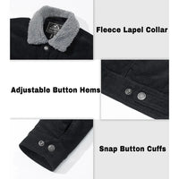 Thumbnail for Men's Corduroy Jacket Vintage Sherpa Fleece Lined Thick Warm Winter Coats Multi-Pockets Casual Denim Jacket