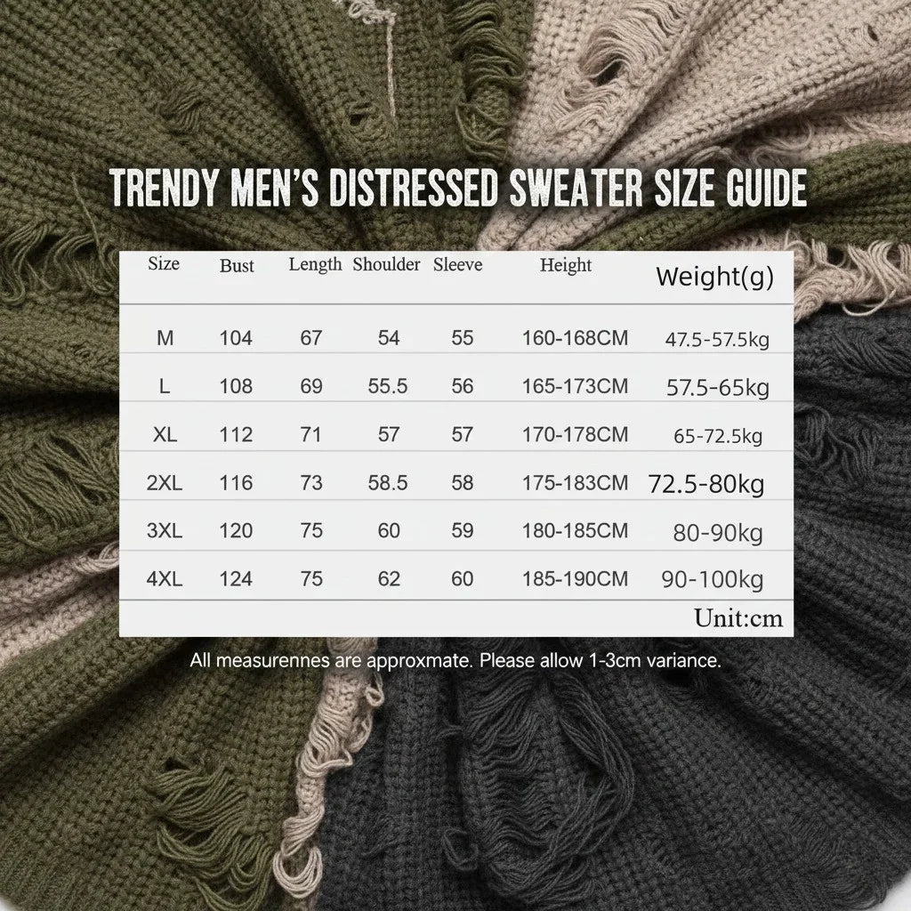 Men's Distressed Sweater Jumpers Male Knit Sweater Pullovers, Drestiny, Sweaters, Jumpers, Pullovers, Long Sleeves, M, L, XL, XXL, 2XL, 3XL, United States, USA, Canada, Australia, New Zealand, United Kingdom, UK, Black, Charcoal Grey-Red, Dark Grey-Grey, Brown-White, White, Ripped Jumper Men, Grunge Knit Sweater, Destroyed Sweater Men, shopdrestiny.com