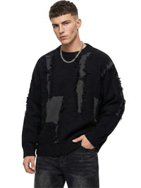 Thumbnail for Men's Distressed Sweater Jumpers Male Knit Sweater Pullovers