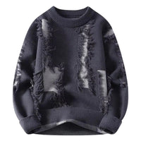 Thumbnail for Dark grey distressed sweater on a white background
