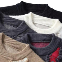 Thumbnail for Men's Distressed Sweater Jumpers Male Knit Sweater Pullovers