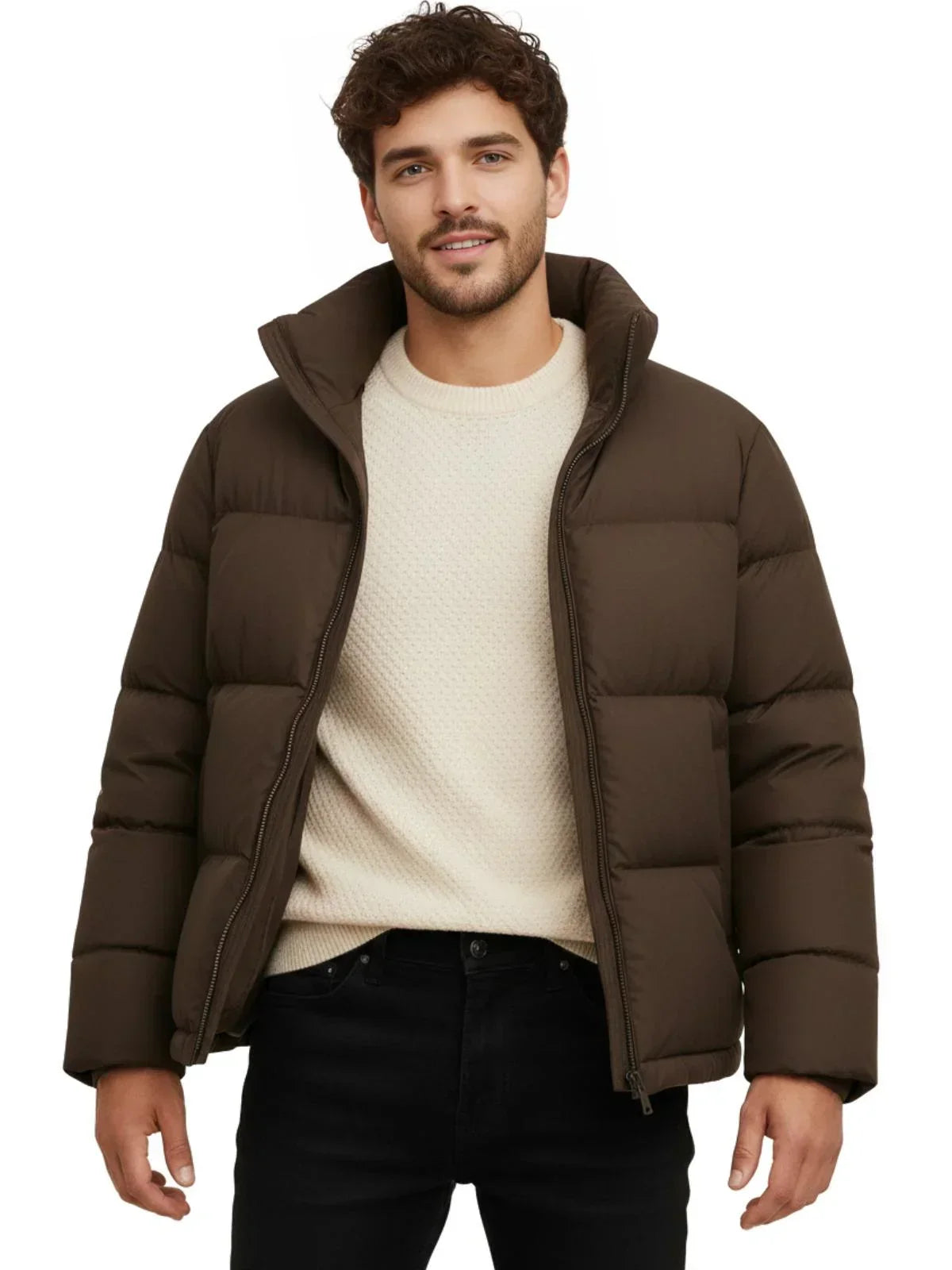 Men's Down Puffer Jacket Short Coat Three-Proof Thermal Puffer Coat Top Trendy Down Jacket
