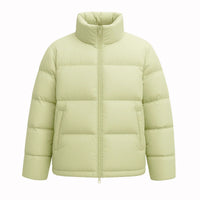 Thumbnail for Yellow green puffer jacket on a white background