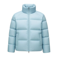 Thumbnail for Grey blue puffer jacket on a white background