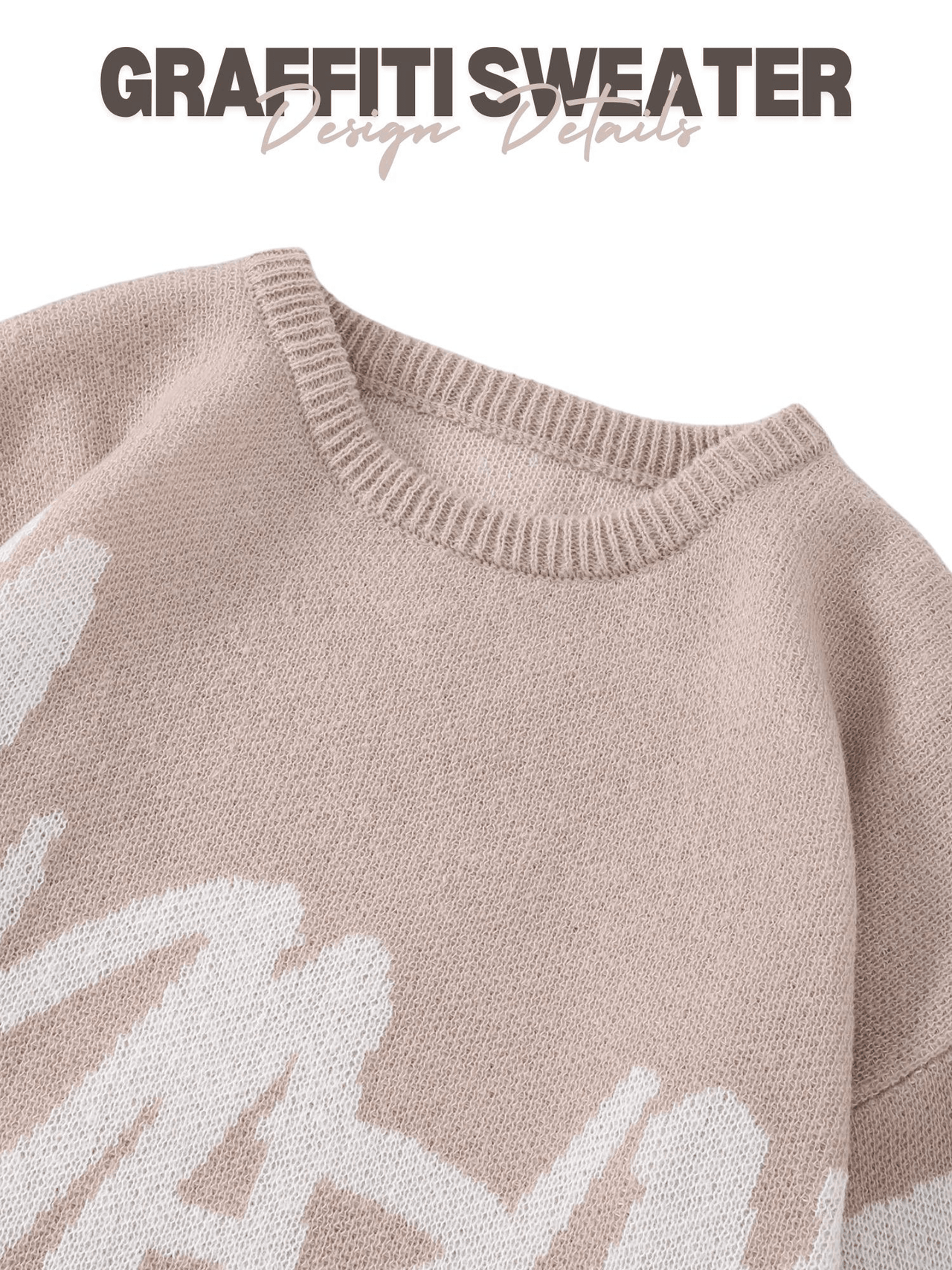 Men's Graffiti Pullover Jacquard Pattern Sweater Casual Round Neck Contrast Color Knitted Men's Pullover, Drestiny, Sweaters, Pullovers, Long Sleeves, S, M, L, XL, XXL, Khaki, Black, Dark Blue, Dark Grey, United States, USA, Canada, Australia, New Zealand, United Kingdom, UK, graffiti sweaters men, graffiti print sweater men, streetwear graffiti sweater, men's graffiti jumper, graffiti jumper men, graphic sweater men, urban graffiti sweater, shopdrestiny.com