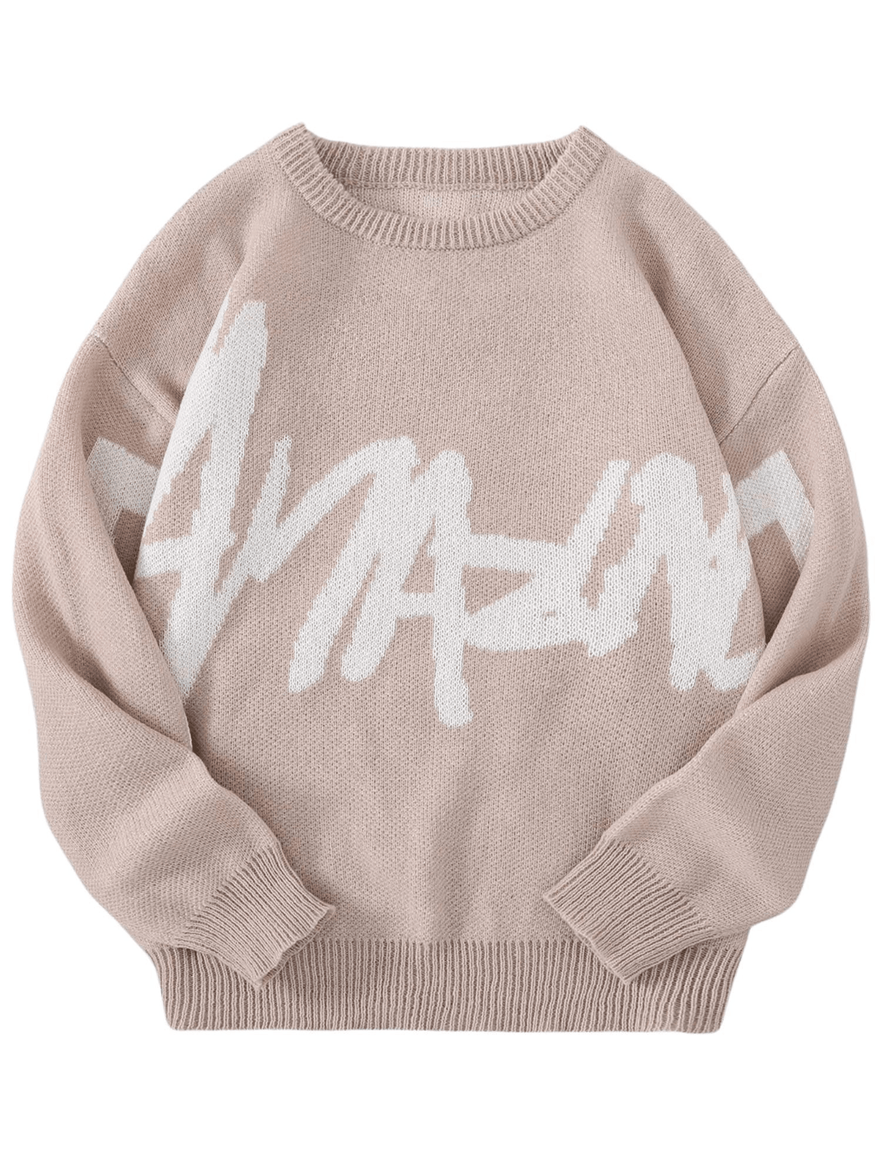 Men's Graffiti Pullover Jacquard Pattern Sweater Casual Round Neck Contrast Color Knitted Men's Pullover, Drestiny, Sweaters, Pullovers, Long Sleeves, S, M, L, XL, XXL, Khaki, Black, Dark Blue, Dark Grey, United States, USA, Canada, Australia, New Zealand, United Kingdom, UK, graffiti sweaters men, graffiti print sweater men, streetwear graffiti sweater, men's graffiti jumper, graffiti jumper men, graphic sweater men, urban graffiti sweater, shopdrestiny.com
