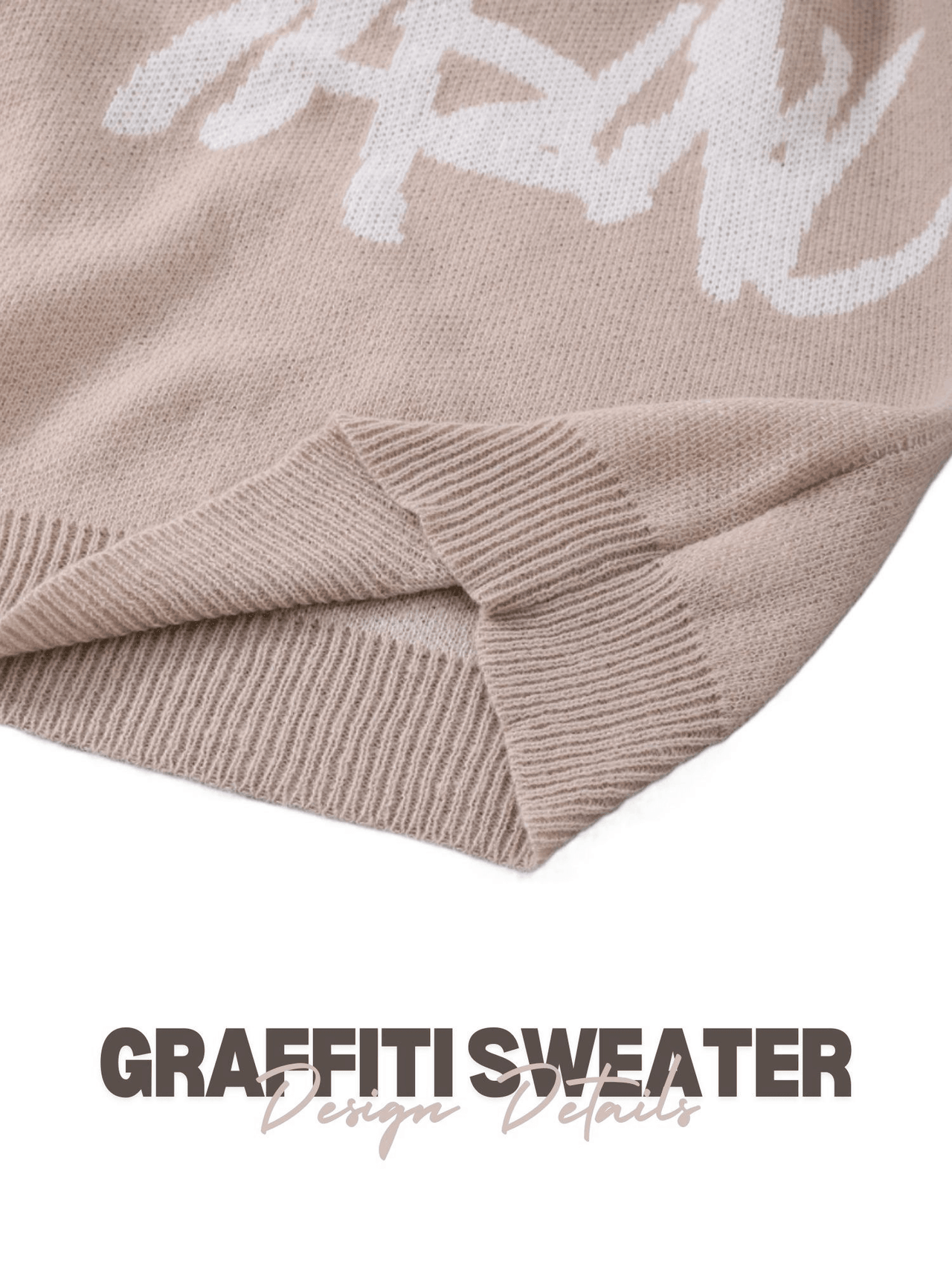Men's Graffiti Pullover Jacquard Pattern Sweater Casual Round Neck Contrast Color Knitted Men's Pullover, Drestiny, Sweaters, Pullovers, Long Sleeves, S, M, L, XL, XXL, Khaki, Black, Dark Blue, Dark Grey, United States, USA, Canada, Australia, New Zealand, United Kingdom, UK, graffiti sweaters men, graffiti print sweater men, streetwear graffiti sweater, men's graffiti jumper, graffiti jumper men, graphic sweater men, urban graffiti sweater, shopdrestiny.com