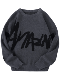 Thumbnail for Men's Graffiti Pullover Jacquard Pattern Sweater Casual Round Neck Contrast Color Knitted Men's Pullover, Drestiny, Sweaters, Pullovers, Long Sleeves, S, M, L, XL, XXL, Khaki, Black, Dark Blue, Dark Grey, United States, USA, Canada, Australia, New Zealand, United Kingdom, UK, graffiti sweaters men, graffiti print sweater men, streetwear graffiti sweater, men's graffiti jumper, graffiti jumper men, graphic sweater men, urban graffiti sweater, shopdrestiny.com
