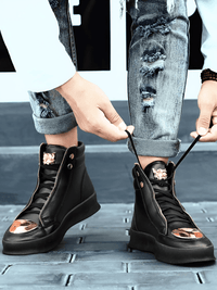 Thumbnail for Men's High Top Sneakers Trendy Gold Accents -, Sneakers , Drestiny , 10, 6.5, 7, 7.5, 8.5, 9, Australia, Black, Canada, New Zealand, Red, Sneakers, United Kingdom, United States, White , Drestiny , www.shopdrestiny.com