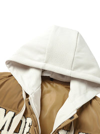Thumbnail for Close-up of a brown jacket with a white hood on a white background