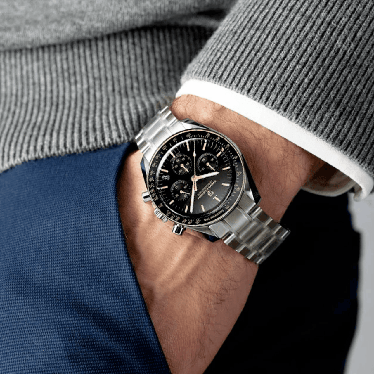 Men's Omega Speedmaster Moonwatch Homage Watches Luxury Quartz Wrist Watch For Men AR Sapphire Speed Chronograph Automatic Date, Watches, Speedmaster Moonwatch Homage, Affordable Speedmaster Homage, Best Speedmaster Homage Watches,  Moonwatch Homage under $500, Pagani Speedmaster Homage, United States, USA, Canada, Australia, New Zealand, United Kingdom, UK, Red, Black, White, Silver Gold, Gold, Blue, Sky Blue, Ice Blue, shopdrestiny.com